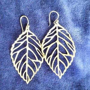 Sterling Silver Earrings with Leaf Pattern